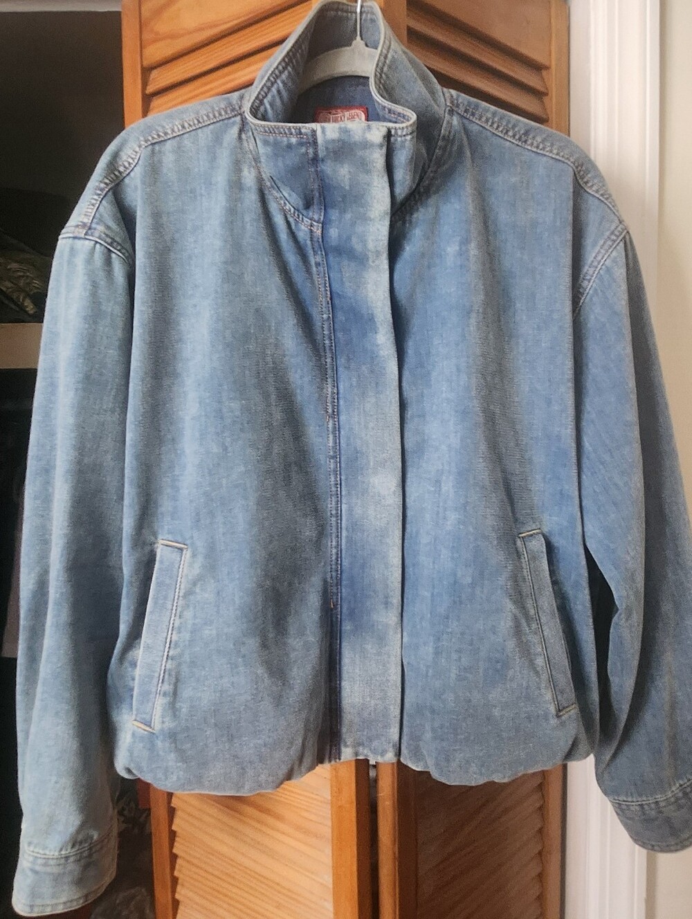 Lucky Brand Light Blue Denim Lux Jacket with Stand Collar